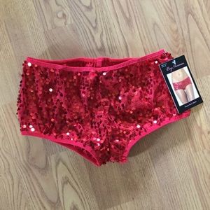 Leg Avenue red sequin boyshorts. Large, NWT
